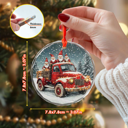 Netecom Santa Claus in Red Truck Glass Ornament – Festive Christmas Tree Decoration, Holiday Keepsake, 3 in