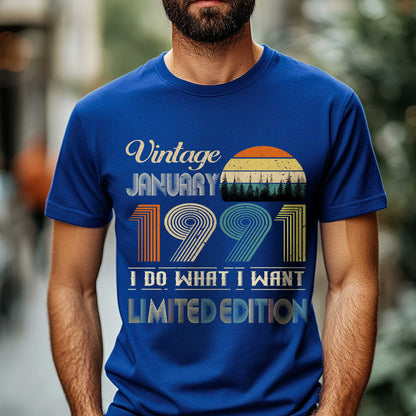 Netecom Vintage January 1992 T-Shirt, I Do What I Want Limited Edition, Retro Graphic Tee, Perfect Birthday Gift for Men