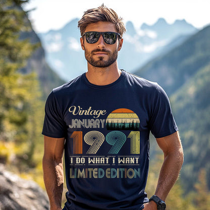 Netecom Vintage January 1992 T-Shirt, I Do What I Want Limited Edition, Retro Graphic Tee, Perfect Birthday Gift for Men