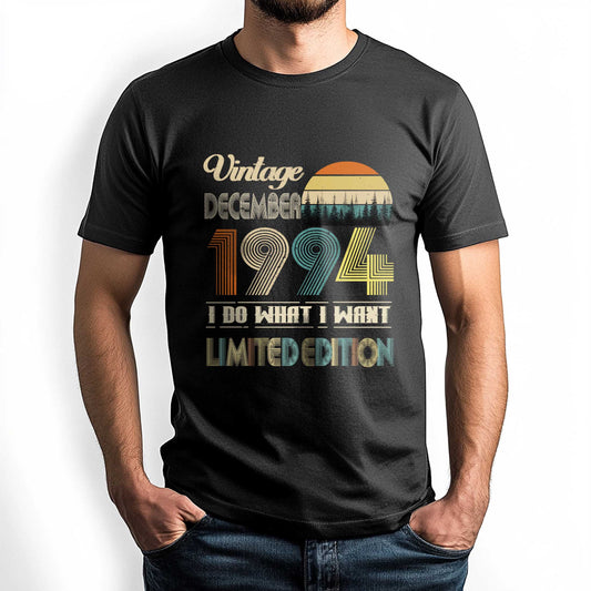Netecom Vintage December 1994 T-Shirt, Retro Style Birthday Tee for Men, Meaningful Birthday Gift for December Born