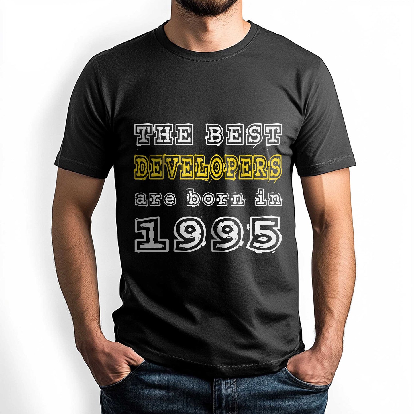 Netecom The Best Developers Are Born in 1995 T-Shirt, Style Birthday Shirt for Men, Perfect Gift for 1995 Birth Year