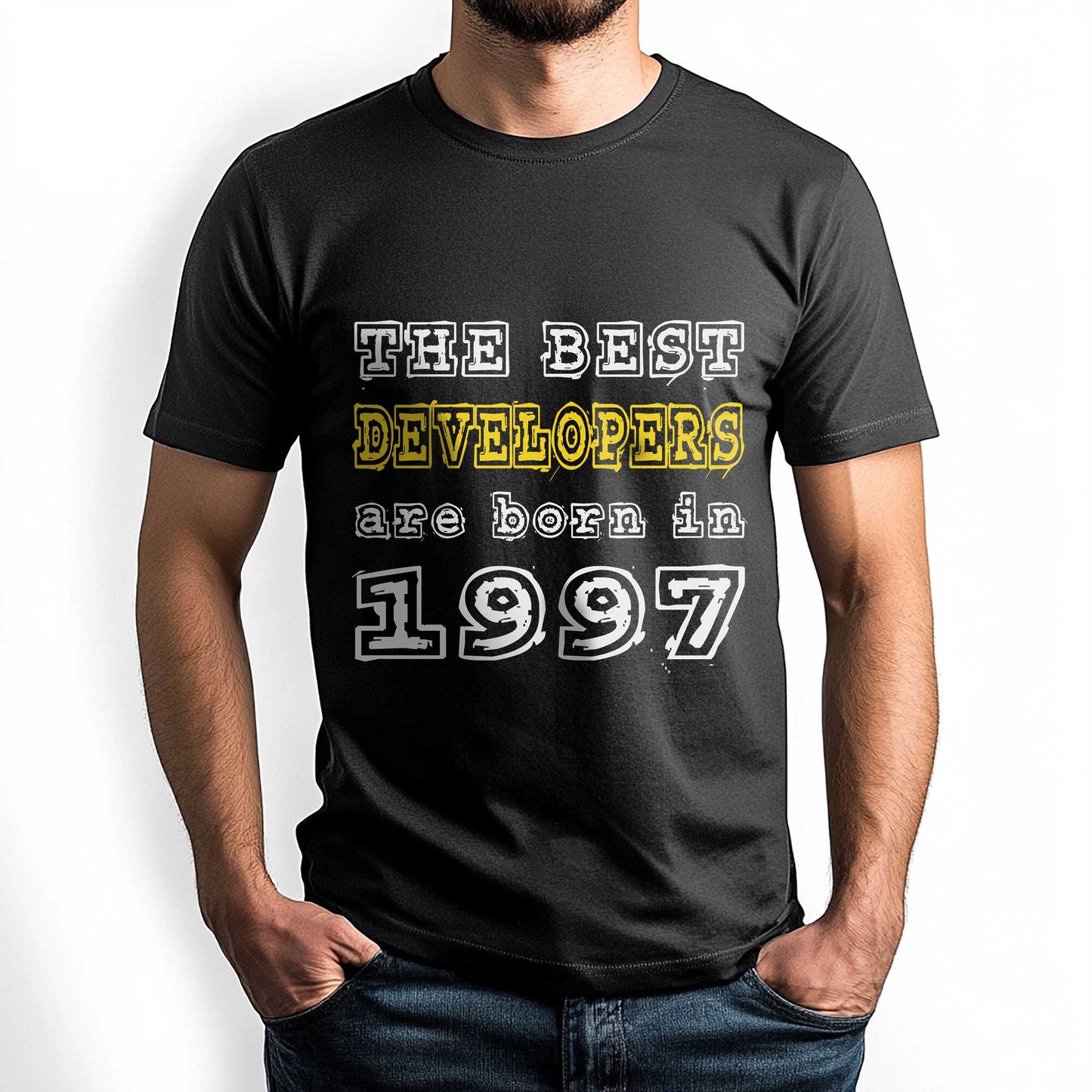 Netecom The Best Developers Are Born in 1997 T-Shirt, Style Birthday Shirt for Men, Perfect Gift for 1997 Birth Year