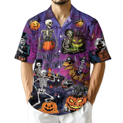Netecom Halloween You're Already Dead Skeleton Hawaiian Shirt for Men, Horror Button Down Summer Beach Shirts, S-5XL