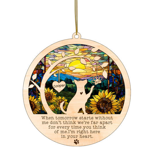 Netecom Husky Dog Memorial Suncatcher, Personalized with Name Date Husky Dog Breeds Suncatcher, Pet Loss Sun Catcher Bereavement Gift Dog Memorial Ornament Loss of Pet Sympathy Gifs Dog Lovers