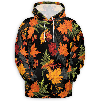 Netecom Happy Thanksgiving Print Hoodie with Front Pocket, All Over Graphic Fall Leaves Pumpkin Sweatshirt Unisex Casual