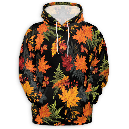 Netecom Happy Thanksgiving Print Hoodie with Front Pocket, All Over Graphic Fall Leaves Pumpkin Sweatshirt Unisex Casual