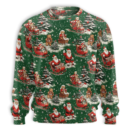 Netecom Santa Bear Sleigh Christmas Sweatshirt 3D All Over Print – Unisex Crewneck Pullover, Lightweight Fleece Casual Outfit