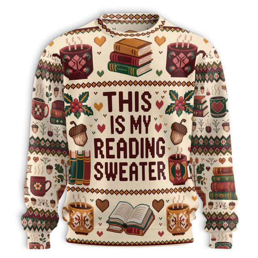 Netecom Ugly Christmas Book Coffee Sweatshirt 3D All Over Print – Unisex Crewneck Pullover, Lightweight Fleece Casual Outfit