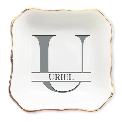 Netecom Personalized Jewelry Tray with Custom Initials and Names, Elegant Gift for Weddings, Birthdays, or Special Occasions