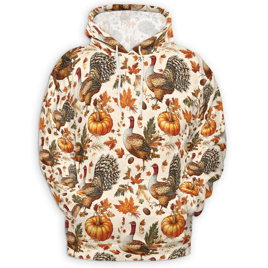 Netecom Thanksgiving Turkey Sun Print Hoodie with Front Pocket, All Over Happy Turkey Day Graphic Sweatshirt Unisex Casual