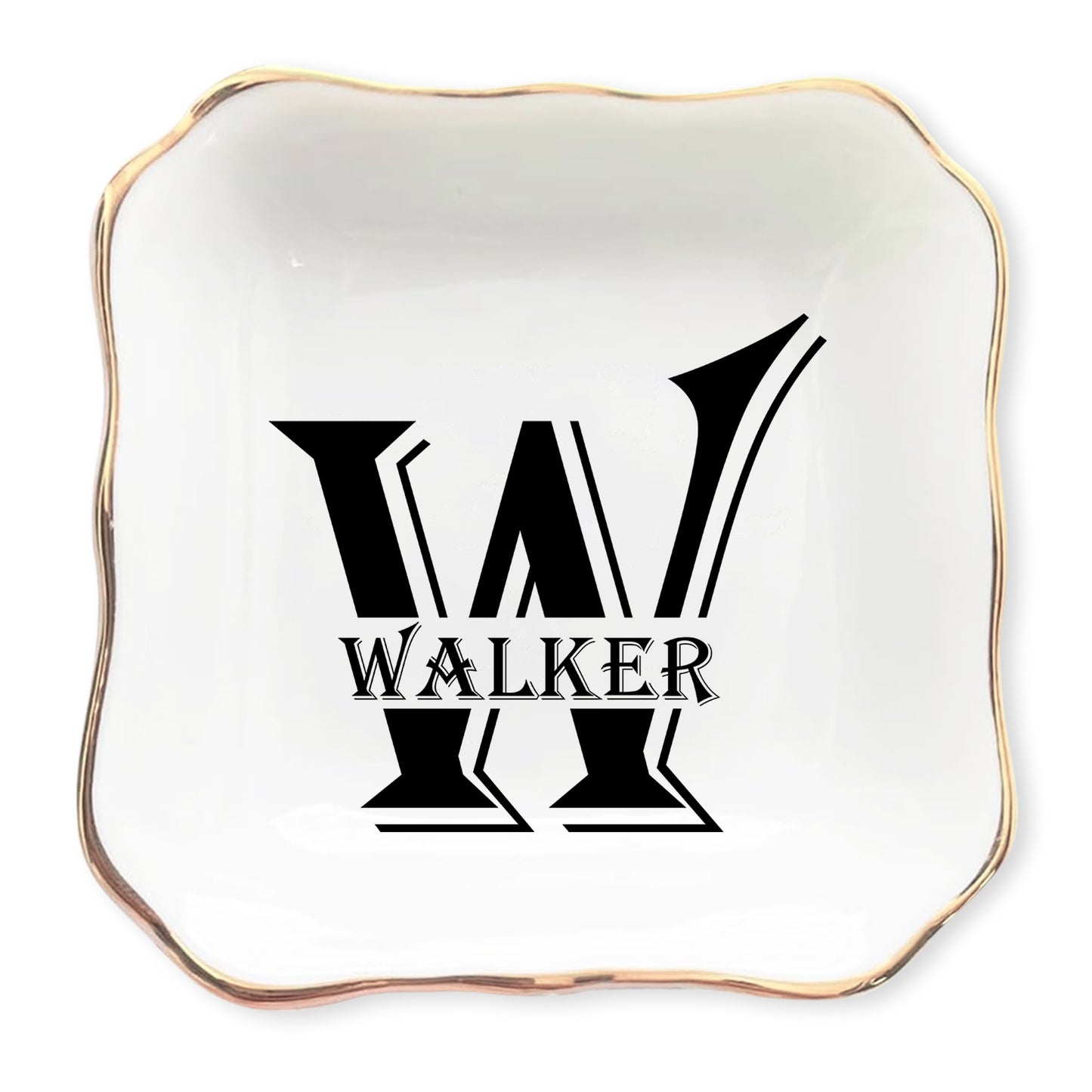Netecom Personalized Ceramic Jewelry Tray with Custom Initials and Names, Elegant Gift for Weddings, Birthdays, or Special Occasions