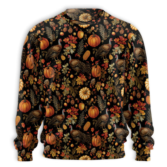 Netecom Thanksgiving Turkey Pumpkin Sweatshirt 3D All Over Print – Unisex Crewneck Pullover, Lightweight Fleece Casual Outfit