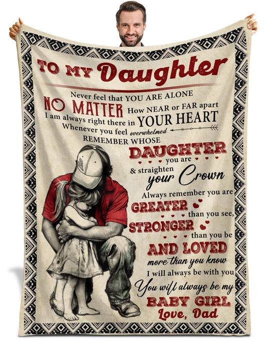 Netecom Personalized To My Daughter Blanket from Dad, Custom Love Dad Hug Daughter Throw Blanket for Couch, Bed or Sofa, Ultra Soft Warm Gift for Daughter’s Birthday, Christmas, or Anniversary