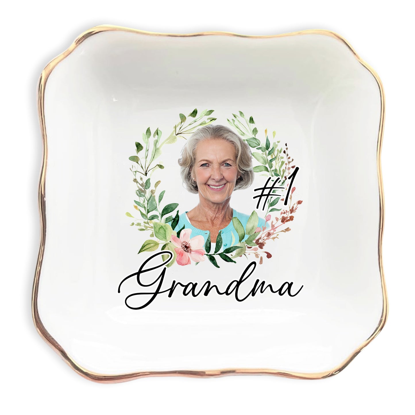 Netecom Personalized Birth Month Flower Jewelry Tray, Custom Name Ceramic Ring Dish, Elegant Gift for Mother’s Day, Bridesmaids, or Birthday