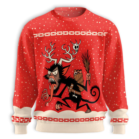 Netecom Merry Krampus Christmas Sweatshirt 3D All Over Print, Horror Style, Crewneck Pullover for Costume Party