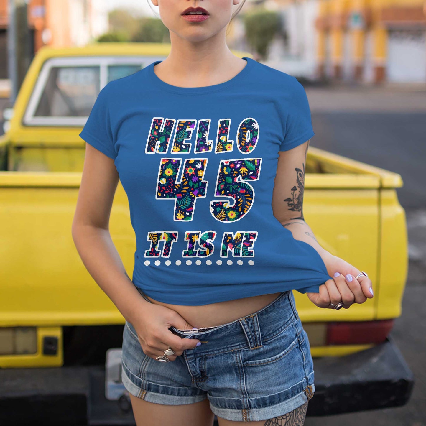 Netecom Hello 45 It Is Me T-Shirt, Funny Birthday Shirt for Women, Perfect Gift for 45 Birthday