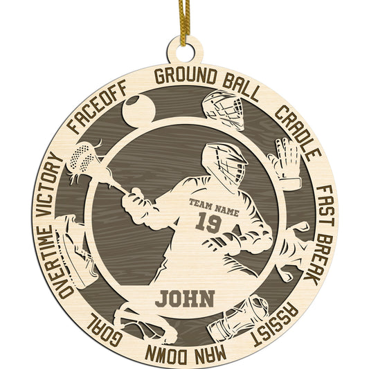 Netecom Custom Lacrosse Ornament – Personalized Wooden Ornament with Player Name & Lacrosse Terms – Perfect Christmas Gift