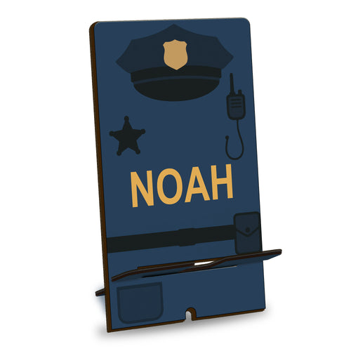 Netecom Customizable Police-Themed Phone Stand, Personalized Name - Thoughtful Gift for Police Officers and Desk Decor, Christmas Gifts