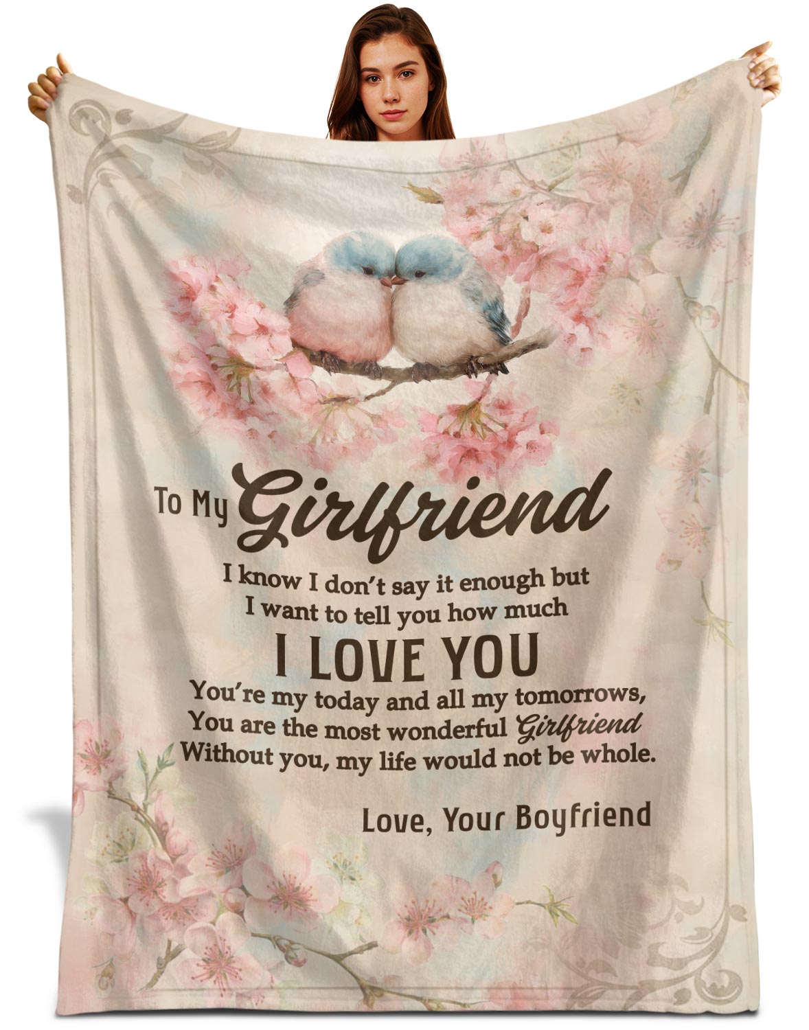 Netecom Personalized To My Girlfriend Blanket from Boyfriend, I Love You Throw Blanket for Couch, Bed or Sofa, Ultra Soft Warm, Birthday Gift for Girlfriend, Christmas, Valentine’s Day, Anniversary