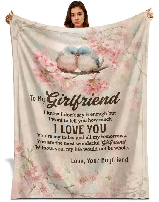 Netecom Personalized To My Girlfriend Blanket from Boyfriend, I Love You Throw Blanket for Couch, Bed or Sofa, Ultra Soft Warm, Birthday Gift for Girlfriend, Christmas, Valentine’s Day, Anniversary
