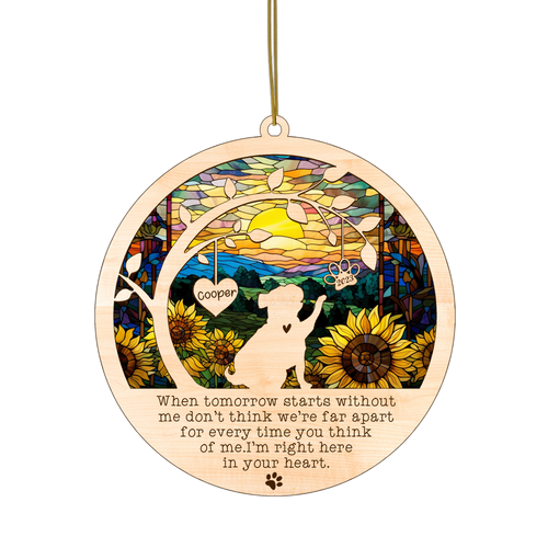 Netecom Pug Dog Memorial Suncatcher, Personalized with Name Date Pug Dog Breeds Suncatcher, Pet Loss Suncatcher, Bereavement Gift Dog Memorial Ornament Loss of Pet Sympathy Gift Dog Lovers