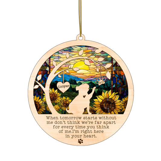Netecom Pug Dog Memorial Suncatcher, Personalized with Name Date Pug Dog Breeds Suncatcher, Pet Loss Suncatcher, Bereavement Gift Dog Memorial Ornament Loss of Pet Sympathy Gift Dog Lovers