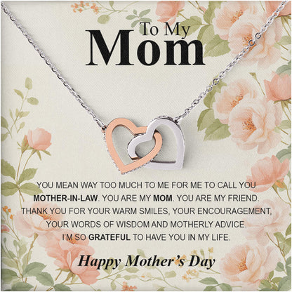 Netecom Personalized Mother’s Day Necklace, To My Mom Interlocking Heart Jewelry Gift with Custom Floral Card, Meaningful Gift for Mom or Mother-in-Law