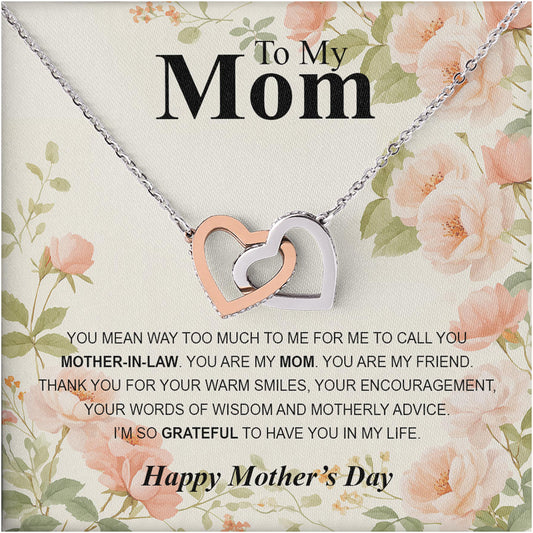 Netecom Personalized Mother’s Day Necklace, To My Mom Interlocking Heart Jewelry Gift with Custom Floral Card, Meaningful Gift for Mom or Mother-in-Law