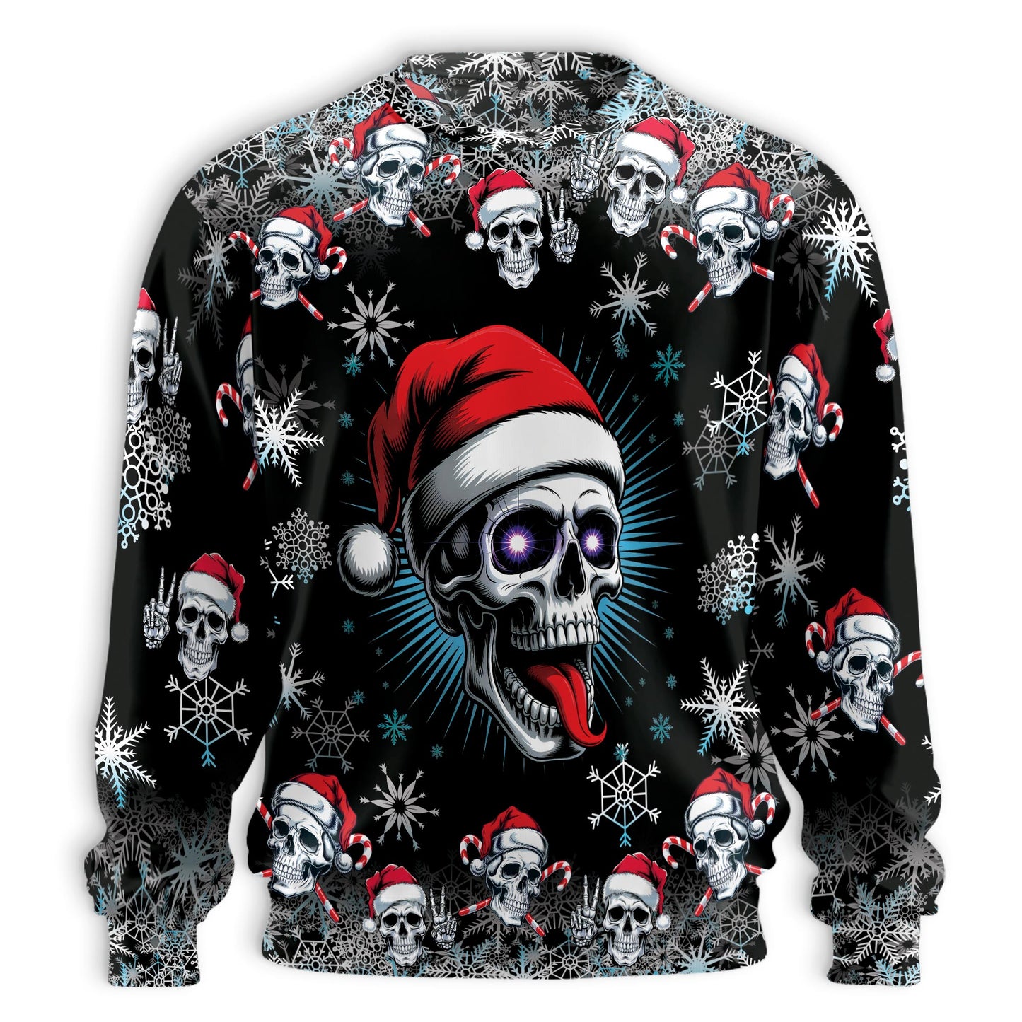 Netecom Christmas Santa Skull Sweatshirt 3D All Over Print, Horror Skeleton Design, Crewneck Pullover for Costume Party