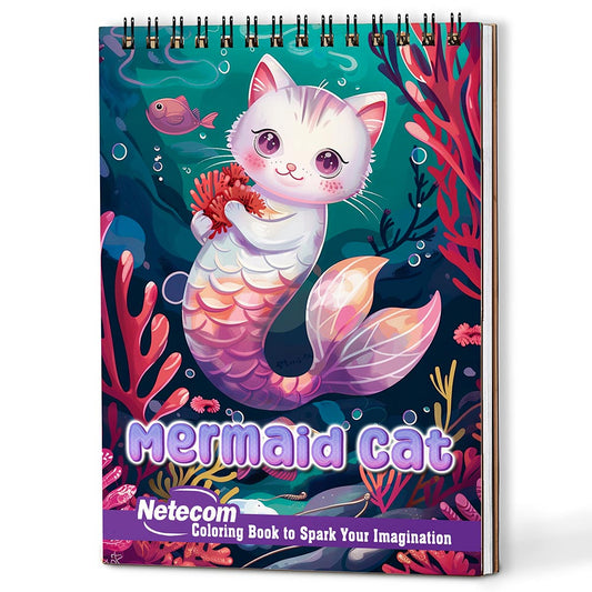 Netecom Mermaid Cat Coloring Book For Adults
