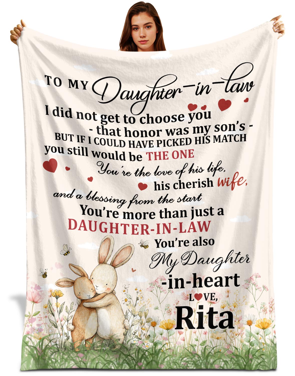 Netecom Personalized To My Daughter in Law Blanket from Mother in Law, Ultra Soft Warm Throw Blanket for Couch, Bed or Sofa, Future Daughters Gift, Present for Wedding, Christmas