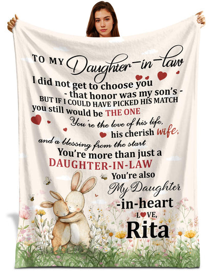 Netecom Personalized To My Daughter in Law Blanket from Mother in Law, Ultra Soft Warm Throw Blanket for Couch, Bed or Sofa, Future Daughters Gift, Present for Wedding, Christmas