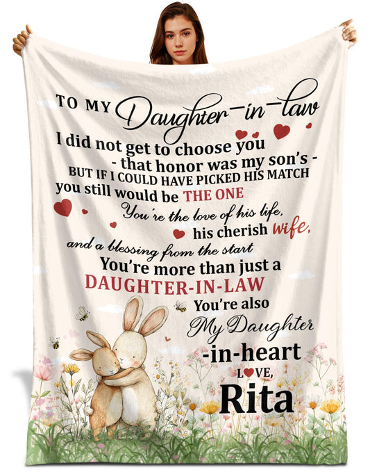 Netecom Personalized To My Daughter in Law Blanket from Mother in Law, Ultra Soft Warm Throw Blanket for Couch, Bed or Sofa, Future Daughters Gift, Present for Wedding, Christmas
