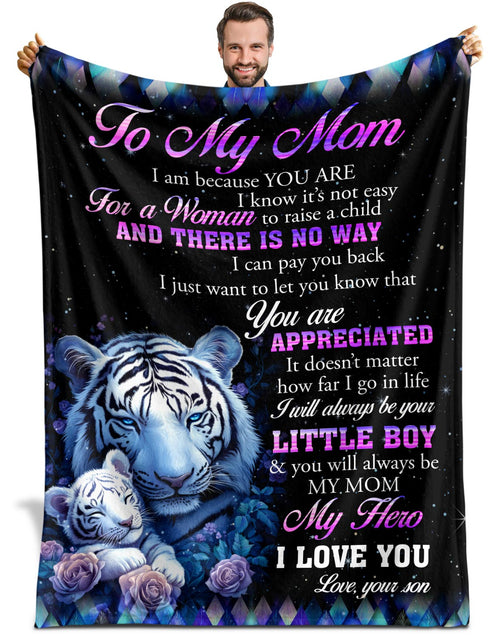 Netecom Personalized To My Mom Blanket from Daughter Son, Custom White Tiger Throw Blanket for Sofa, Bed, or Couch, Ultra Soft and Warm Gifts for Birthday, Christmas, or Anniversary