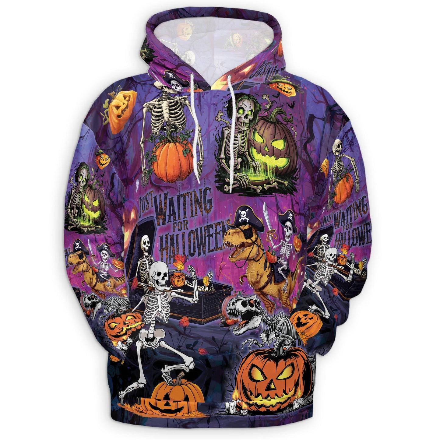 Netecom Halloween You're Already Dead Skeleton 3D Print Hoodie with Front Pocket, All Over Graphic Sweatshirt Unisex Casual