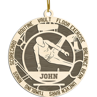 Personalized Custom Gymnastics Ornament – Personalized Wooden Ornament for Gymnasts with Name & Artistic Gymnastics Terms