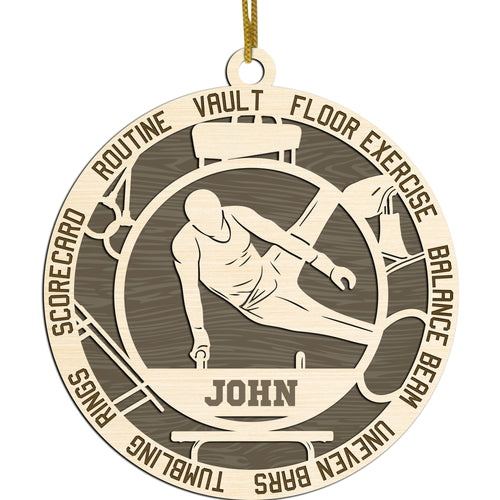 Personalized Custom Gymnastics Ornament – Personalized Wooden Ornament for Gymnasts with Name & Artistic Gymnastics Terms