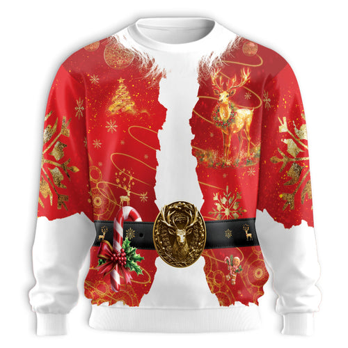 Netecom Santa Clause Sweatshirt  3D All Over Print, Christmas Ornament Holiday Design, Crewneck Pullover for Costume Party