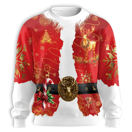 Netecom Santa Clause Sweatshirt  3D All Over Print, Christmas Ornament Holiday Design, Crewneck Pullover for Costume Party
