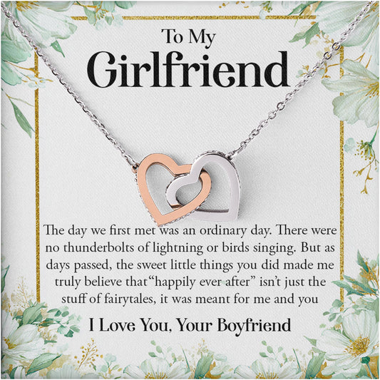 Netecom Personalized To My Girlfriend Necklace from Boyfriend, Interlocking Heart Jewelry with Romantic Card, Birthday, Anniversary, Christmas Gift