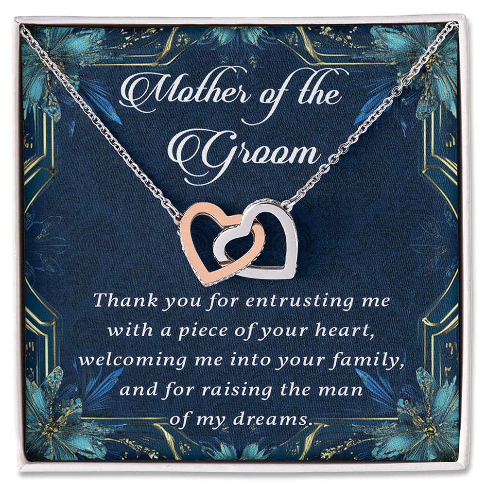 Personalized Wedding Necklace Gift - Mother of the Groom Necklace, From Bride, Mother in Law Necklace, Groom's Mother Interlocking Hearts Jewelry, Present for Wedding Day