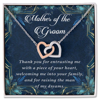 Personalized Wedding Necklace Gift - Mother of the Groom Necklace, From Bride, Mother in Law Necklace, Groom's Mother Interlocking Hearts Jewelry, Present for Wedding Day