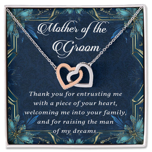 Personalized Wedding Necklace Gift - Mother of the Groom Necklace, From Bride, Mother in Law Necklace, Groom's Mother Interlocking Hearts Jewelry, Present for Wedding Day