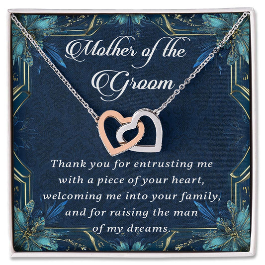 Personalized Wedding Necklace Gift - Mother of the Groom Necklace, From Bride, Mother in Law Necklace, Groom's Mother Interlocking Hearts Jewelry, Present for Wedding Day