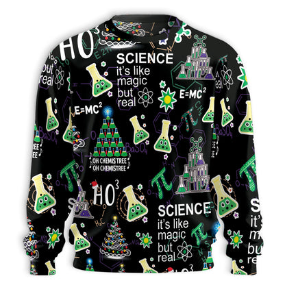 Netecom Vintage Christmas Chemistry Sweatshirt 3D All Over Print– Unisex Crewneck Pullover, Lightweight Fleece Casual Outfit