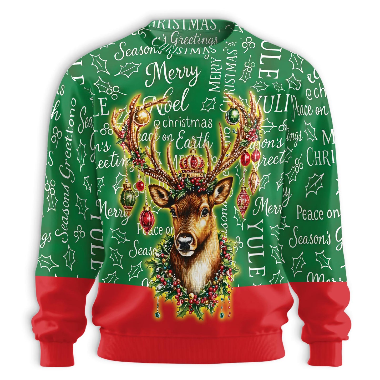 Netecom Christmas Reindeer Ornaments Sweatshirt 3D All Over Print – Unisex Crewneck Pullover, Lightweight Fleece Casual Outfit