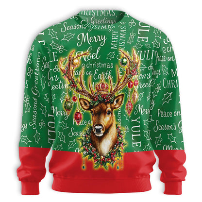 Netecom Christmas Reindeer Ornaments Sweatshirt 3D All Over Print – Unisex Crewneck Pullover, Lightweight Fleece Casual Outfit