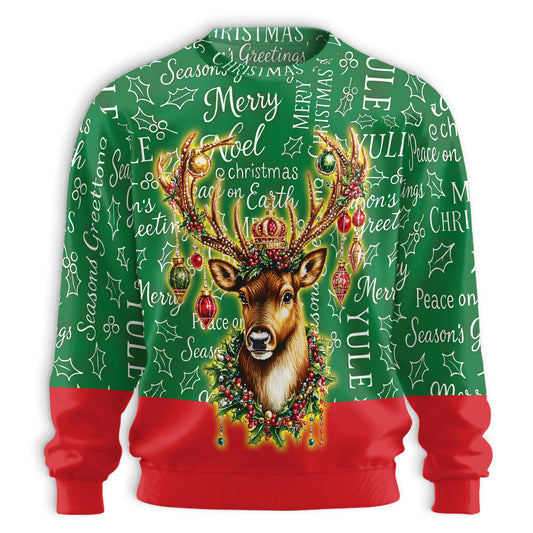 Netecom Christmas Reindeer Ornaments Sweatshirt 3D All Over Print – Unisex Crewneck Pullover, Lightweight Fleece Casual Outfit