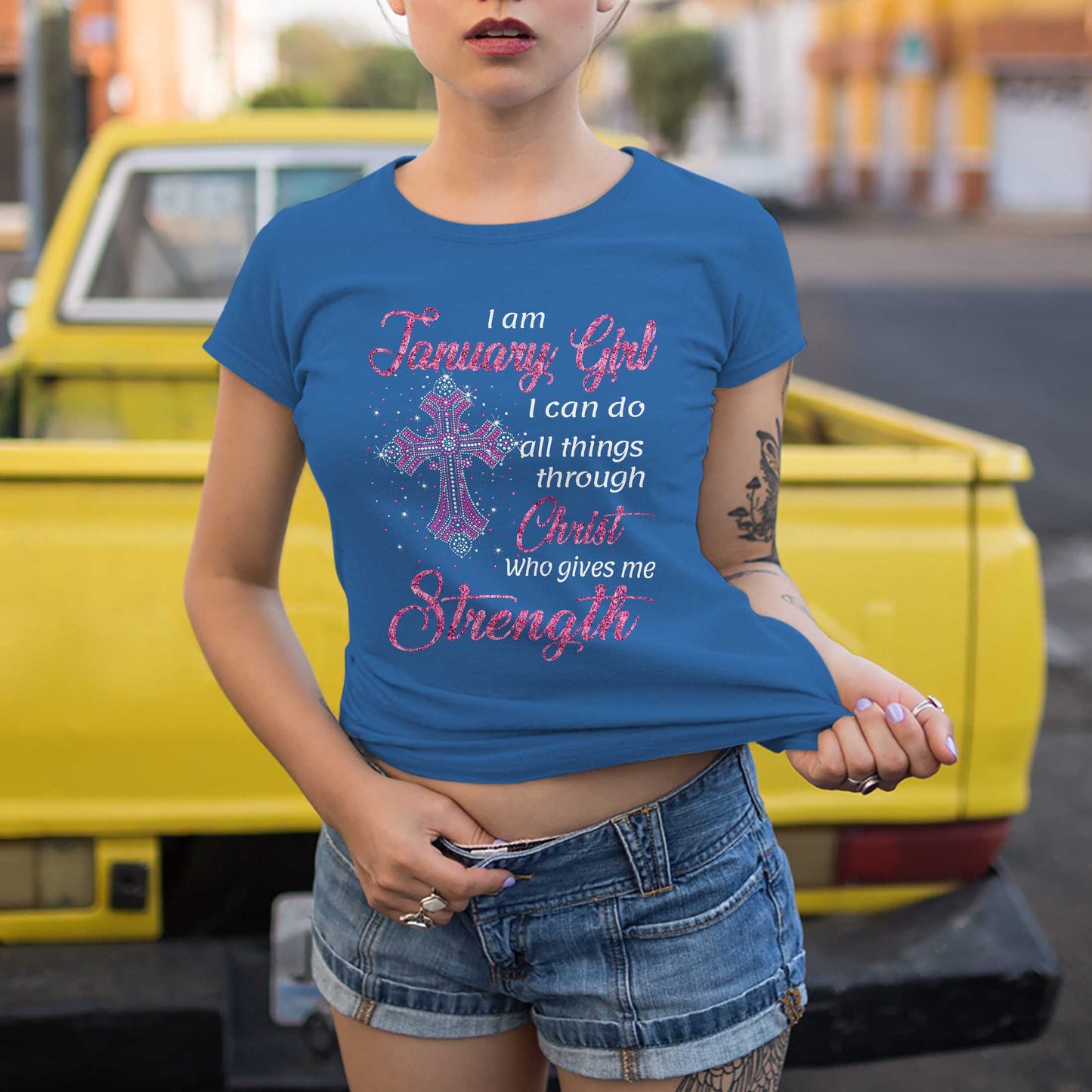 Netecom I Am a January Girl T-Shirt - Faith-Inspired Tee for Women - Great Christian Birthday Gift