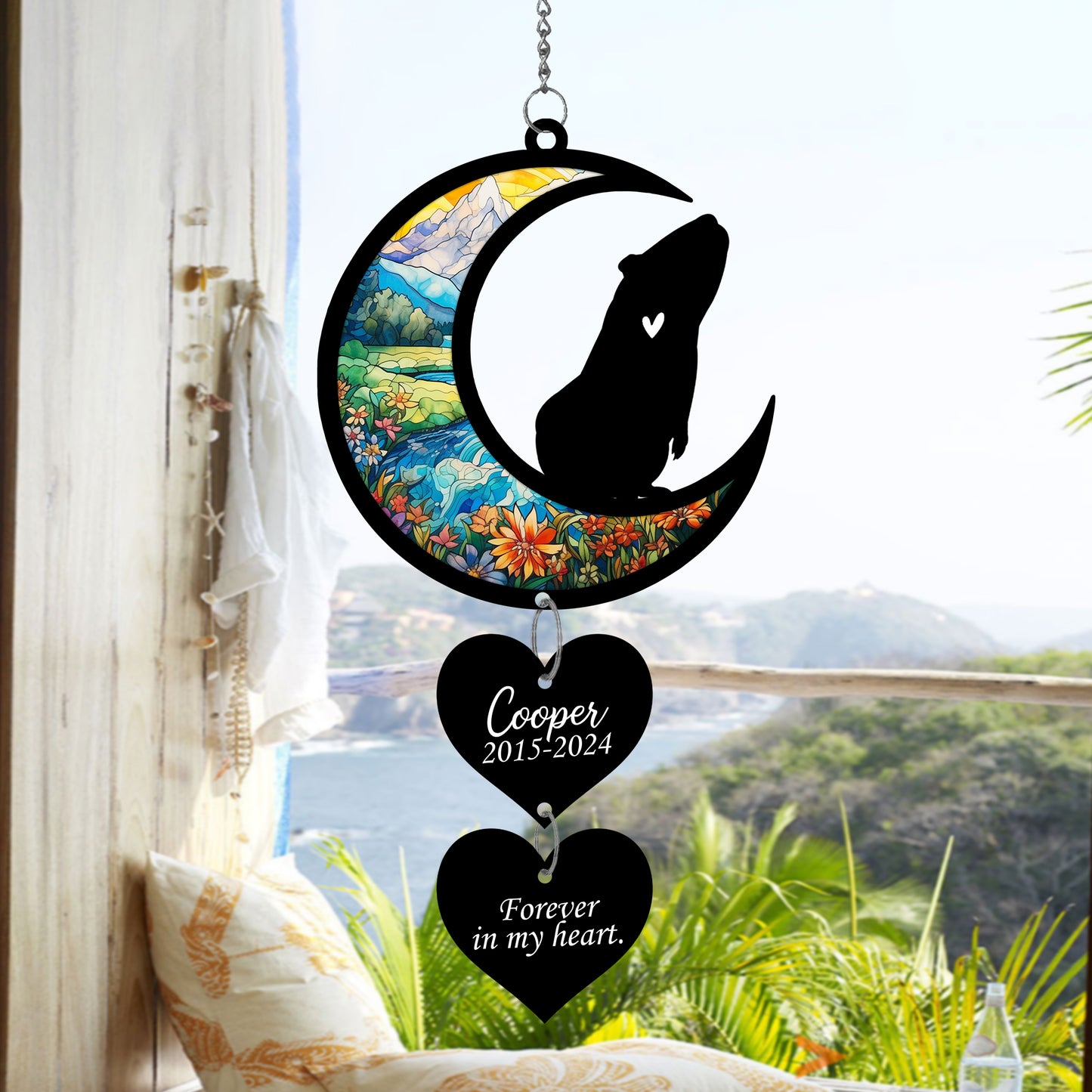 Netecom Personalized Guinea Pig Moon Heart Memorial Ornament – Pet Loss Sympathy Gift, Forever in My Heart Keepsake